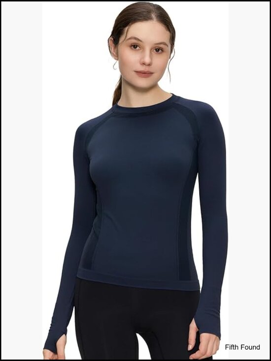 Tops - Long Sleeve Compression Workout Top, Athletic Slim Fit, Nursing Underscrub